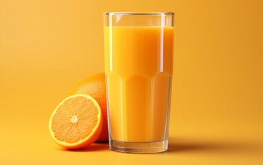 An illustration of a tumbler filled with orange juice, created using Unreal Engine, Generative Ai