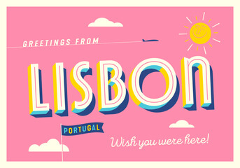 Greetings from Lisbon, Portugal - Wish you were here! - Touristic Postcard.