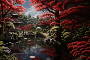 garden japanese style illustration