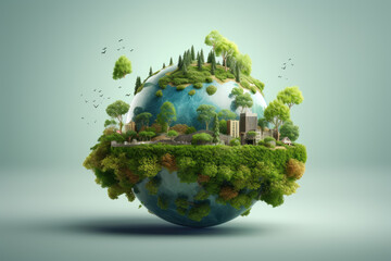World environment and earth day concept with globe, nature and eco friendly environment. Generative...