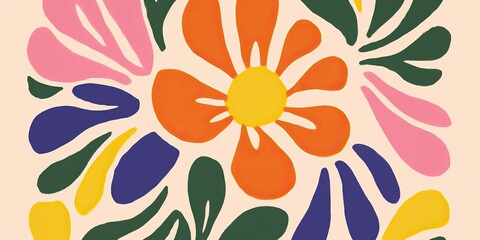 AI Generated. AI Generative. Simple minimal flowers plants pattern texture background decoration poster art. Drawing painting oil brush decor. Graphic Art