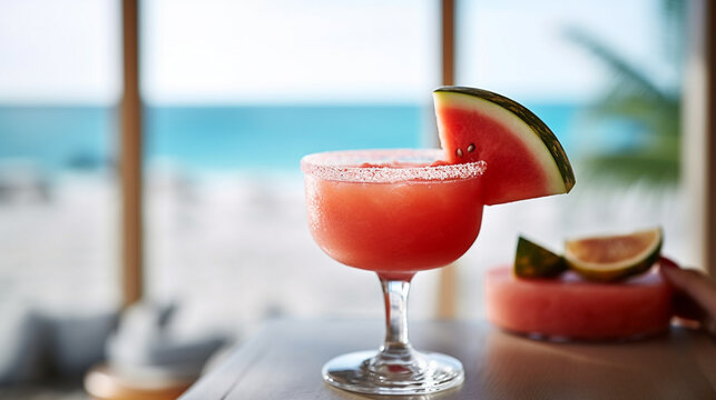 cocktail on the beach HD 8K wallpaper Stock Photographic Image
