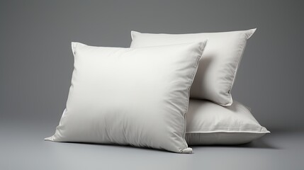 Fototapeta na wymiar Very detailed photo of white pillows with light gray border in different sizes