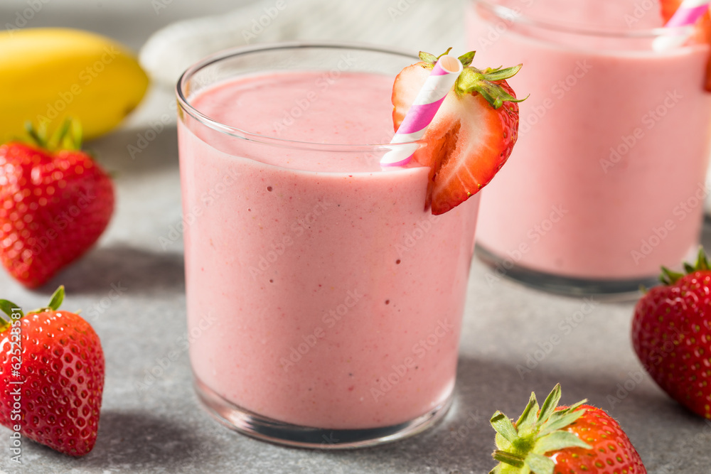 Sticker healthy homemade strawberry breakfast smoothie