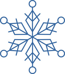 Blue geometric linear snowflake icon