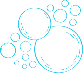 Water bubble in doodle style. Bubbles hand drawn illustration. Line water drops in sketch style. Foam drop, fizz or soda outline.