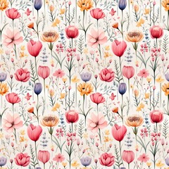 seamless pattern abstract watercolor wildflowers. generated ai
