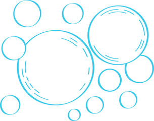 Water bubble in doodle style. Bubbles hand drawn illustration. Line water drops in sketch style. Foam drop, fizz or soda outline.