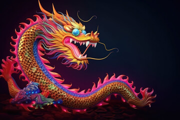  Fantasy Chinese dragon background for new year lunar 2024, generative AI