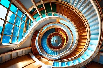 Fotobehang spiral staircase in a building generated Ai  © Abdul Muneeb Mughal