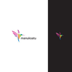 colorful bird logo design in geometric concept