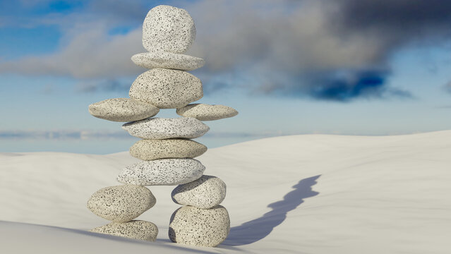 3d render of an inuksuk.