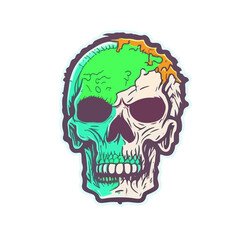 Colorful Enigma: Isolated Skull Illustration - Unraveling the Artistic Symbolism of Life and Death