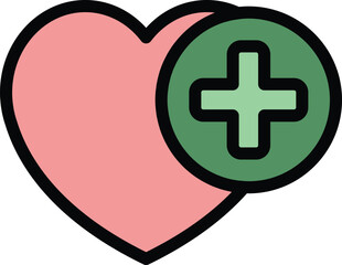 Obraz premium Medical heart care icon outline vector. Love heart. Heal medical color flat