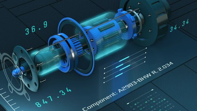 Cad futuristic interface, computer aided design concept, mechanical component project, engineering computer drawing (3d render)