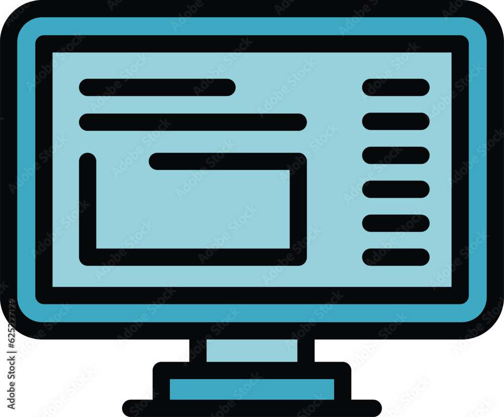 Poster pc monitor icon outline vector. computer screen. desktop display color flat