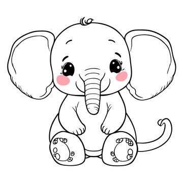 cute baby elephant vector art. to use as a cartoon chareter