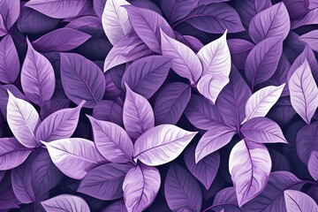 Tropical leaves with white frame, abstract purple leaves, small green leaves, natural purple background