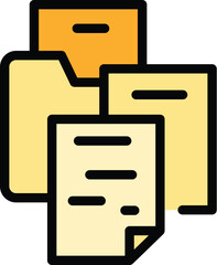 Paper record keeping icon outline vector. File folder. Document box color flat