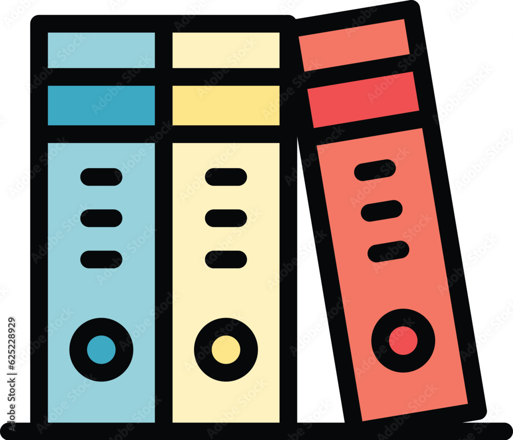 Poster office folder icon outline vector. binder file. ring shelf color flat