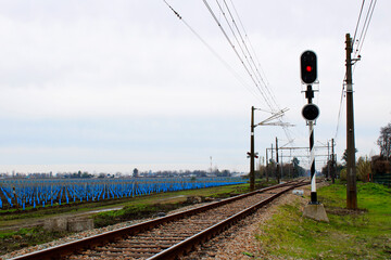 Rural landscape with railway line, Maule Region, Chile