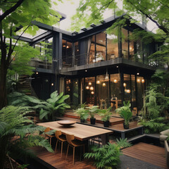 Obraz premium container house in jungle design inspiration generative ai