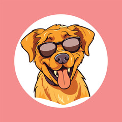 golden dog face wearing sunglasses