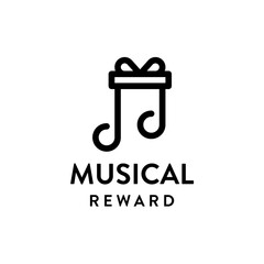 Gift box with music note logo icon vector illustration