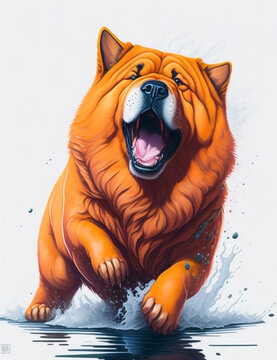 Chow Chow Dog white background Splash Art 1