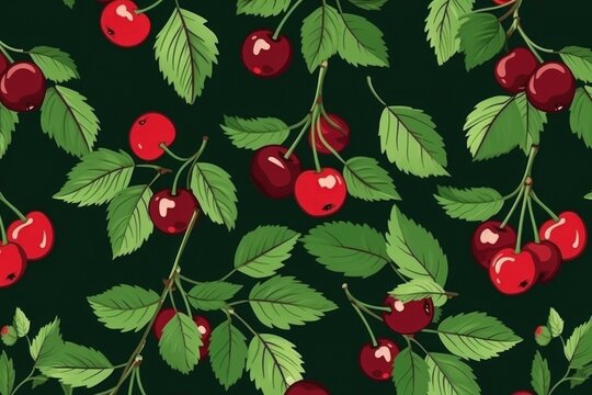 Vector art red cherry pattern texture background