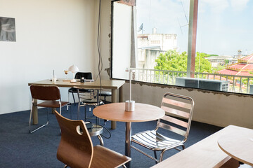 Modern table and chair at office room.