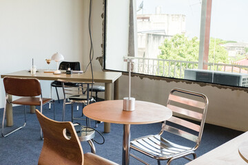 Modern table and chair at office room.