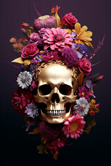 skull with flowers.generative ai