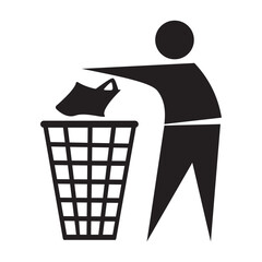 Tidy man symbol. Pictogram that asks consumers to dispose of packagingdo not litter icon. Vector illustration