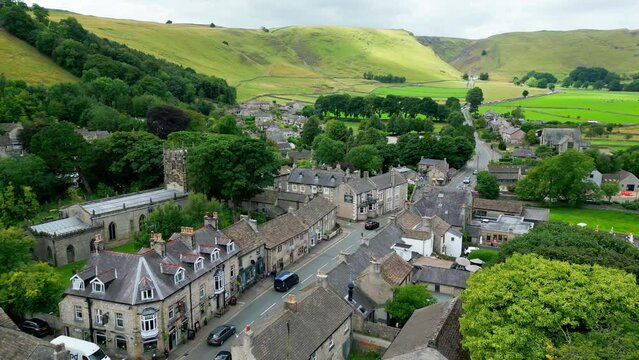 The village of Castleton in the Peak District National Park - MANCHESTER, UNITED KINGDOM - AUGUST 15, 2022