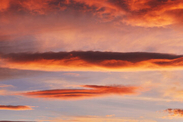 Beautiful Evening Sky. Golden clouds.