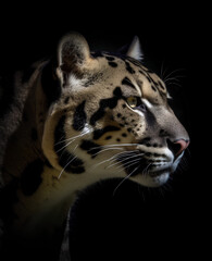 Clouded leopard profile portrait - Generative AI