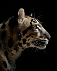 Clouded leopard profile portrait - Generative AI