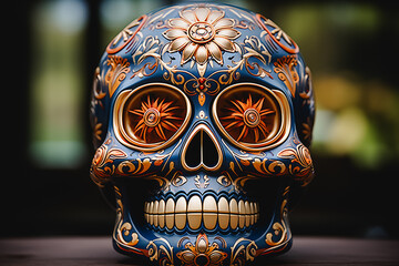 Obraz premium skull of a skull with flowers