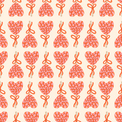 Fototapeta na wymiar Sweet spiral Heart Shaped Lollipop Candy vector seamless pattern. Cartoon Valentines day Romantic texture background