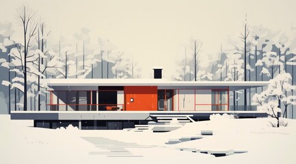 minimalist illustrator  exterior , home.