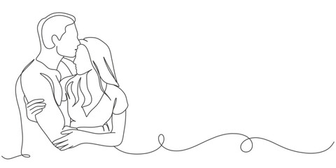 Line art illustration of a couple of lovers