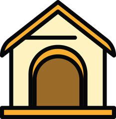 Animal kennel icon outline vector. Dog pet. Puppy canine color flat