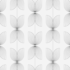 linear vector pattern, repeating abstract leaves, gray line of leaf or flower, floral. graphic clean design for fabric, event, wallpaper etc. pattern is on swatches panel. - 625239522