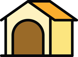 Pet wooden kennel icon outline vector. Dog house. Doghouse shelter color flat
