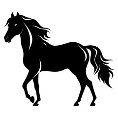 Naklejka na ściany i meble Horse black silhouette with negative space 