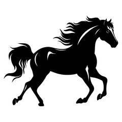 Fototapeta na wymiar Horse black silhouette with negative space 