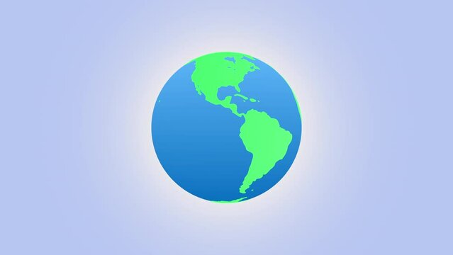 3D simple animation of rotating globe of Earth on light ramp background, 4K eco live wallpaper