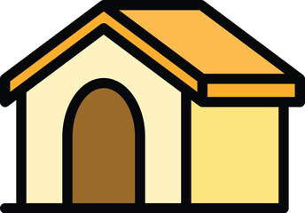 Fototapeta premium Puppy cottage icon outline vector. Dog house. Pet kennel color flat