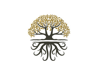 abstract tree mangrove logo with roots